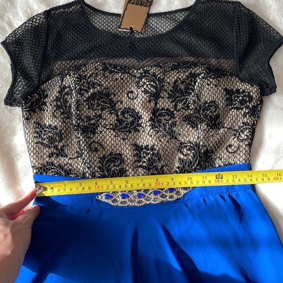 Maxi Dress DELVINA, black/gold/ blue, size M - Picture 7 of 8